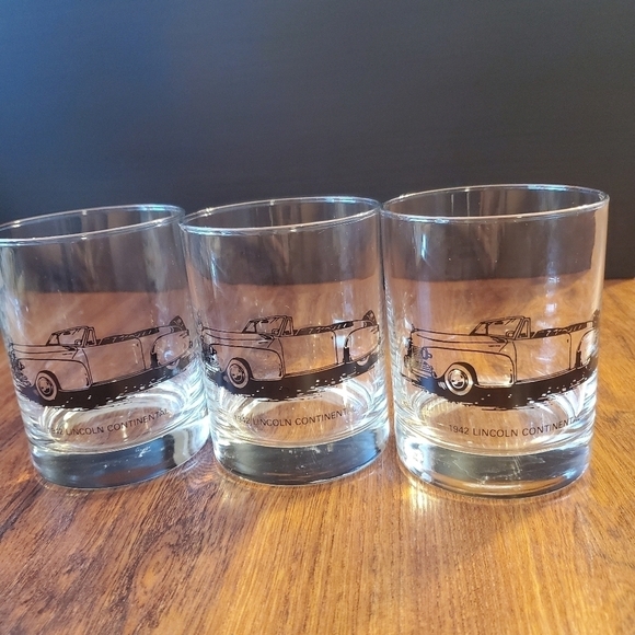 Antique Car Clear Glass Cups Set Of 5, Cord& Lincoln Continental 4"H×3"D - Picture 10 of 14